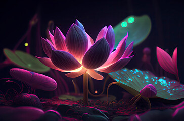 Lotus flower close up. Generative AI.
