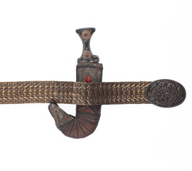 arabic dagger on belt isolated on white background