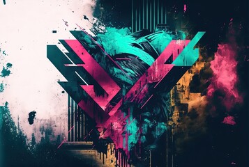 sporty energetic style abstract color splash with geometric shape artistic background wallpaper Generative Ai - obrazy, fototapety, plakaty