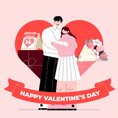 trendy vector valentines day illustration couple cute human relations love cartoon flat vector illustration