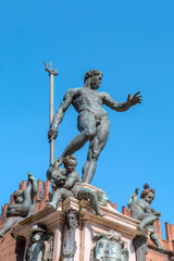 The Neptune Fountain in Piazza del Nettuno. Bologna, Italy