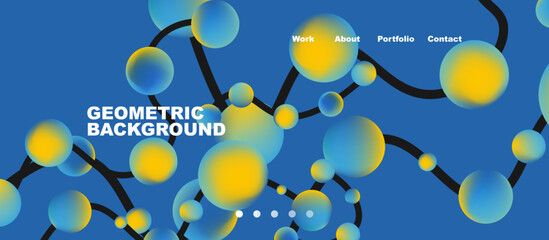 Network concept, line points connections geometric landing page background.