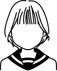 ショートボブの女子学生のアイコン　顔なし