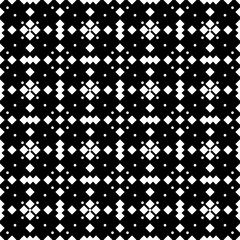 White square ornamental on black seamless pattern