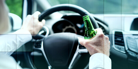 Drinking alcohol while driving, geometric pattern
