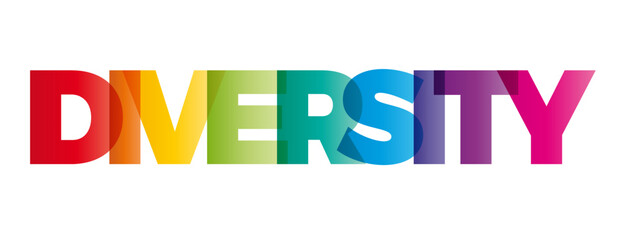 The word Diversity. Vector banner with the text colored rainbow.