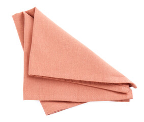 Stylish color fabric napkin isolated on white, top view