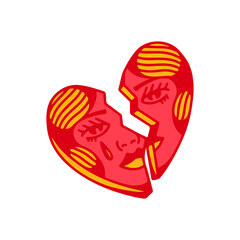 vector illustration of heart shaped female face concept