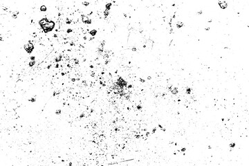 Grunge background of black and white. Abstract illustration texture of cracks, chips, dot on transparent background PNG file.