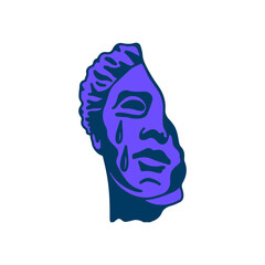 vector illustration of a crying greek head