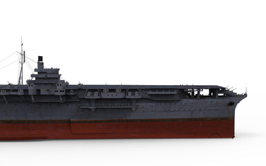 Aircraft carrier military on white background without aircraft 