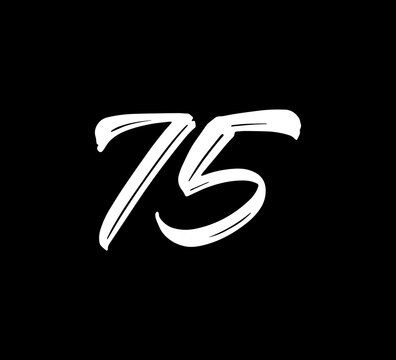Vector Numbers Logo Handlettering Calligraphy Style 75