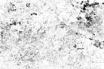 Grunge background of black and white. Abstract illustration texture of cracks, chips, dot on transparent background PNG file.