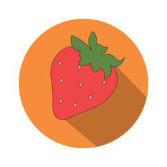 Stawberry red summer fruit, white background. Vector graphic illustration. Vegetarian cafe print, poster, card. Natural, organic dessert sweet, fresh berry