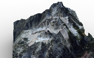 White and gray marble mountain on a white background