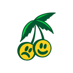 vector illustration of two fruits smile concept