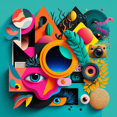 Animal eyes in colorful vector graphic design