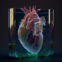 투명 유리에 담김 심장