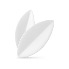 White summer leaves foliage Easter decorative element 3d icon realistic vector illustration