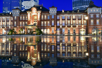 東京駅のとても美しい夜景