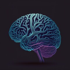 Human brain illustration design in 3d and generative ai