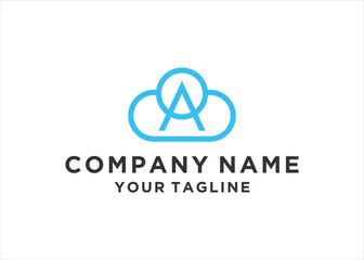 Letter A Cloud Logo Vector Icon Template