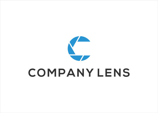 Letter C and Lens Camera Logo Design Vector