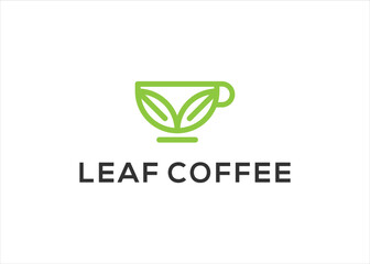 Coffee with Leaf vector, coffee shop logo design vector