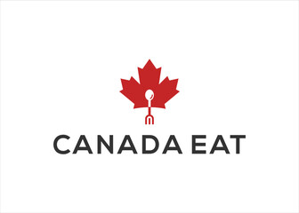 Fototapeta na wymiar Maple Logo. Canada Symbol and Eat Food logo design vector template