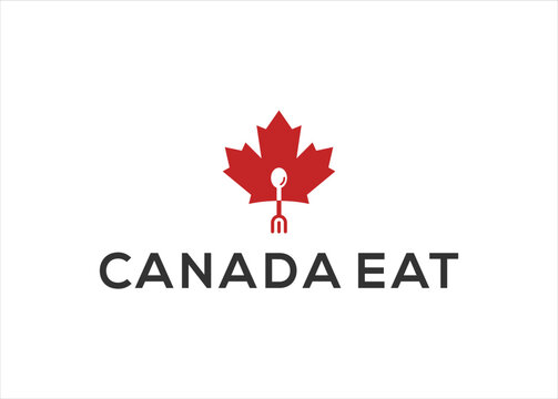 Maple Logo. Canada Symbol and Eat Food logo design vector template