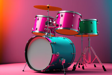 Fototapeta na wymiar Drum set. Drum kit. Bright drums.