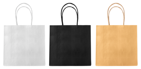 Set of paper bags with a handle isolated on a transparent background. isolated object. Design element