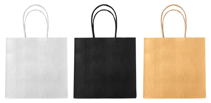 Set of paper bags with a handle isolated on a transparent background. isolated object. Design element