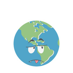earth globe head emoticon face expression
