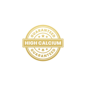 Simple High Calcium Label Vector or High Calcium Logo Vector on Black Background. Best High calcium label for products containing whole milk. For high calcium logos on various products.