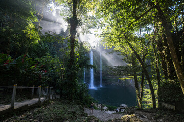 waterfall in the jungle in mexico chiapas