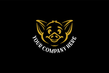 Vintage Pork Head logo design vector