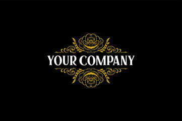Vintage Rose Logo Vector Gold