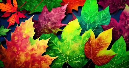 colorful leaves paint background, illustration, Generative AI