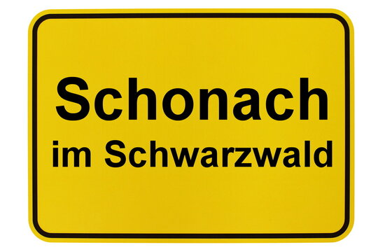 Illustration eines Ortsschildes der Gemeinde Schonach in Baden-W&uuml;rttemberg