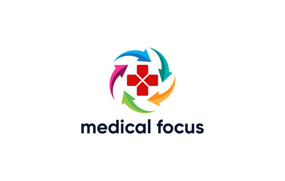 medical focus modern arrow logo design