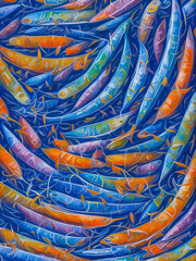 Abstract interpretation of a predatory fish underwater. Generative AI