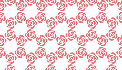 Flower geometric pattern with roses. Seamless vector background. White and pink ornament