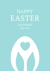 Happy Easter vintage greeting card rabbit egg with heart romantic design template vector flat