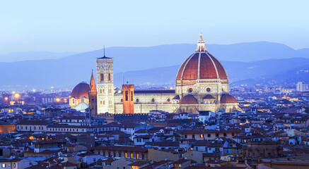 Fototapeta na wymiar Panorama of Florence and Cathedral of Santa Maria del Fiore (Duomo) in Florence