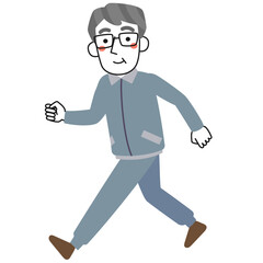 Fototapeta premium ジャージを着て元気に歩く笑顔のシニア男性