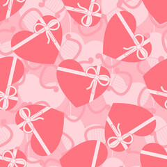 Valentines Day Colorful Seamless Pattern Textile Wallpaper. Template for 14 February Holiday Background.