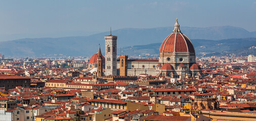 Fototapeta premium Panorama of Florence and Cathedral of Santa Maria del Fiore (Duomo) in Florence