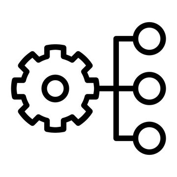 recommend clip art: Isolated gear in outline icon on white background. Plan, task, workflow, structure, production