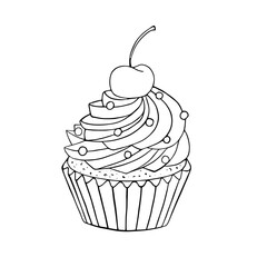 Cupcake isolated on white background. Vector illustration.